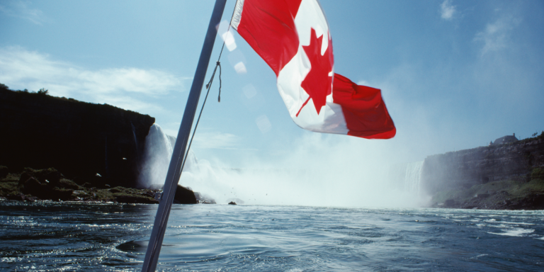 Canadian national flag by Niagara Falls, Canada