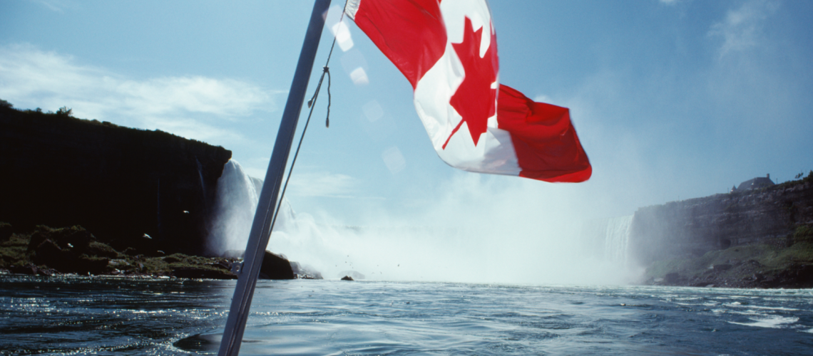 Canadian national flag by Niagara Falls, Canada